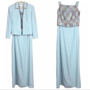 Daymor Couture Beaded Dress & Matching Jacket Lt Blue 10